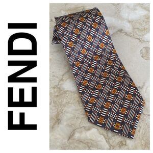 Fendi 100% Silk “F” Monogram Multicoloured Tie